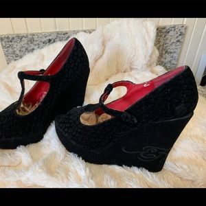Ed Hardy Crushed Velvet Wedges